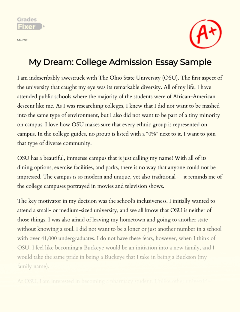 My Dream College: Osu Essay