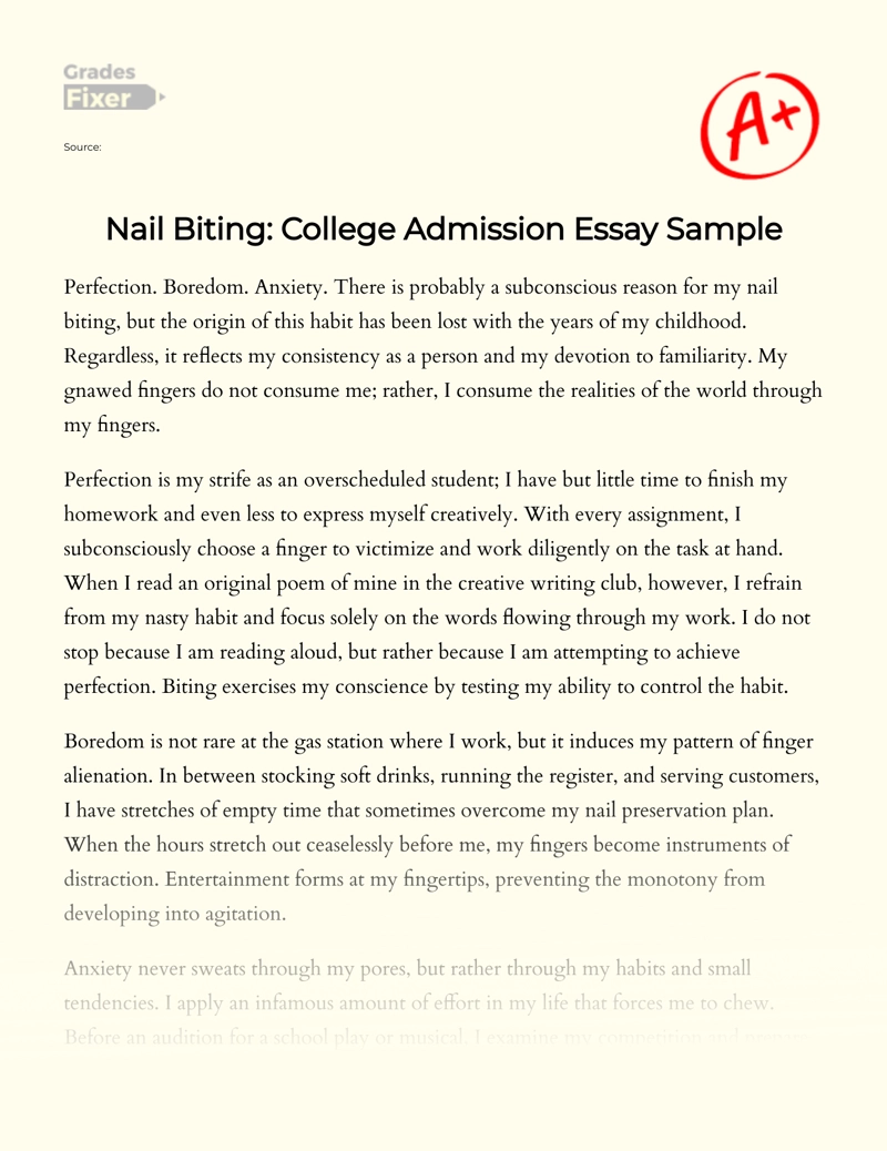 Nail Biting: How I Cope with The Realities of The World Essay