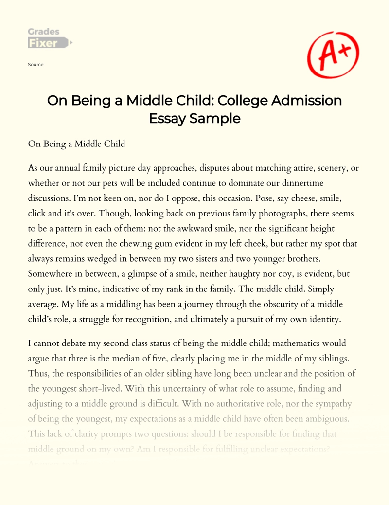 How Being a Middle Child Affects Me Essay