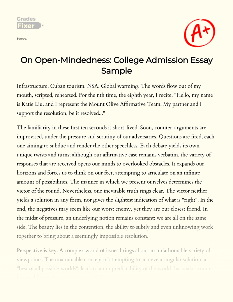 The Benefits of Being Open-minded Essay