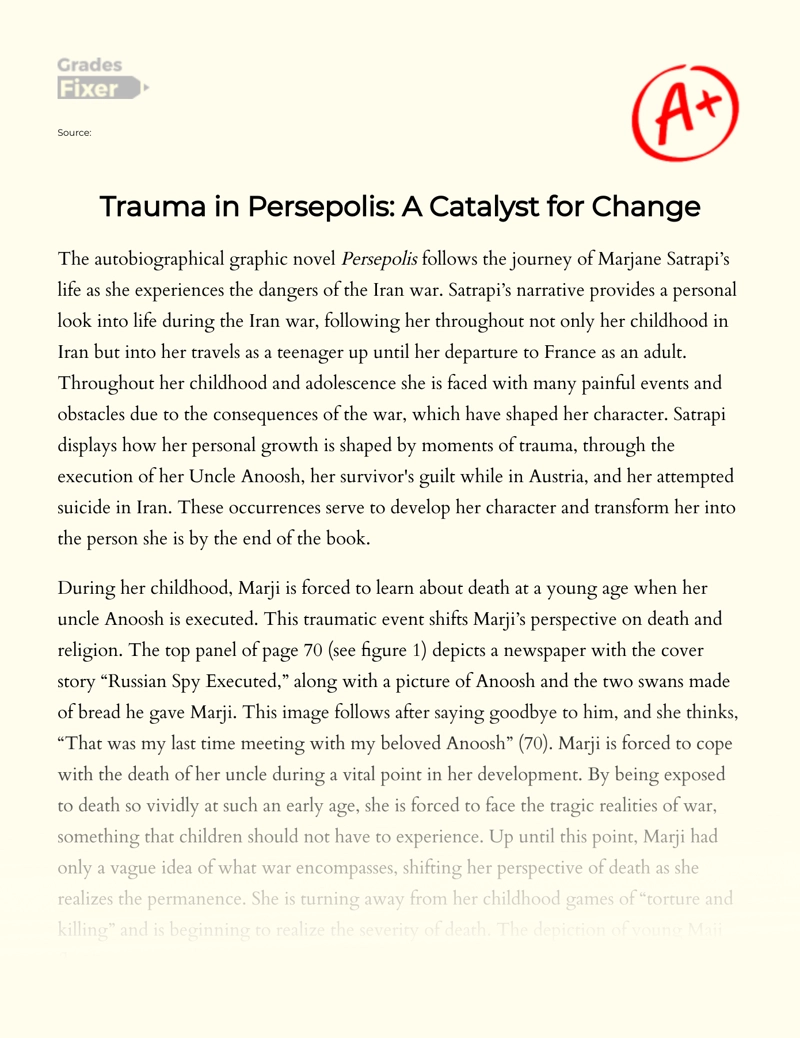 Trauma in Persepolis: a Catalyst for Change essay