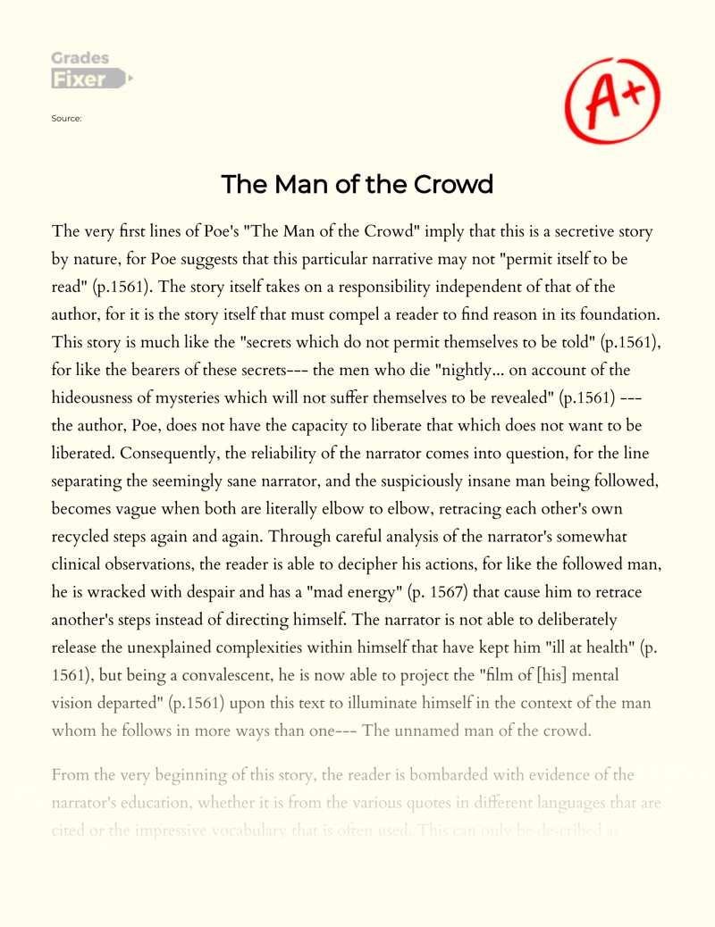 The Man of The Crowd Essay