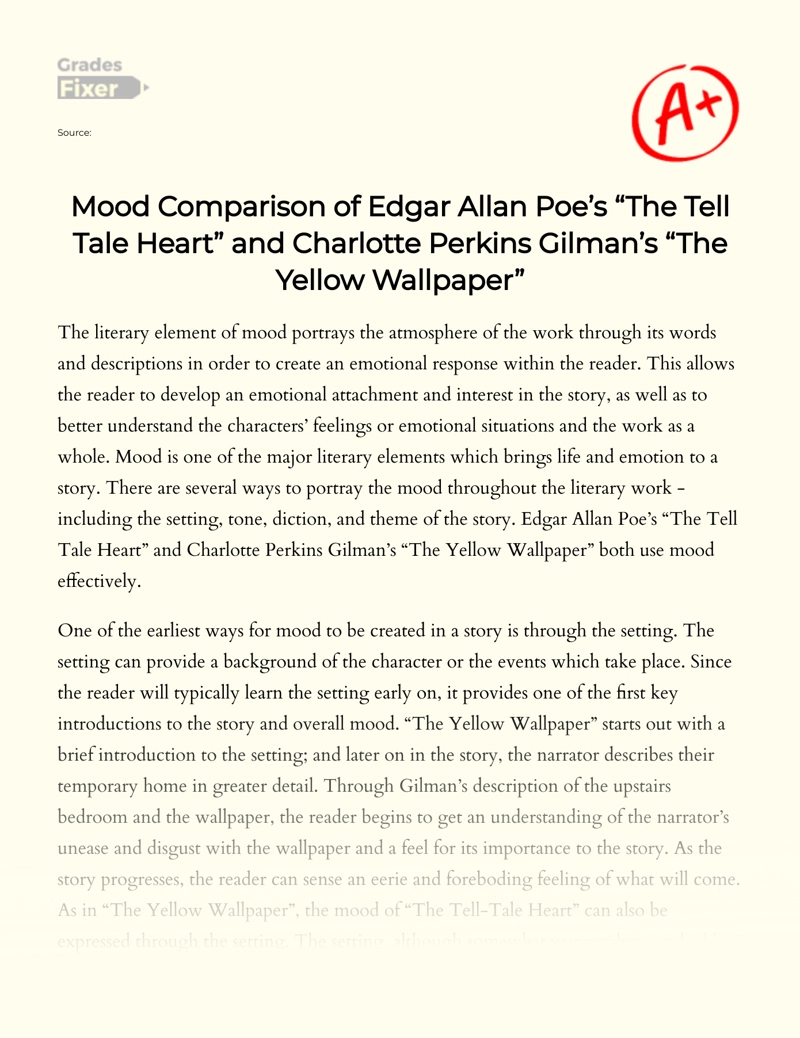 Mood Comparison in "The Tell-tale Heart" and "The Yellow Wallpaper" essay