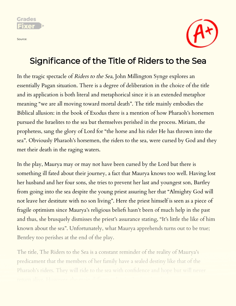 Significance of The Title of Riders to The Sea essay