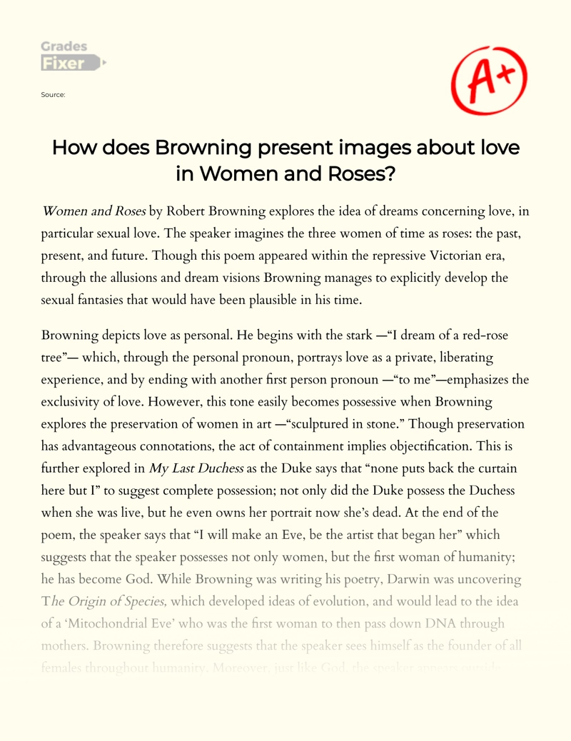 The Images About Love in Browning’s Women and Roses Essay