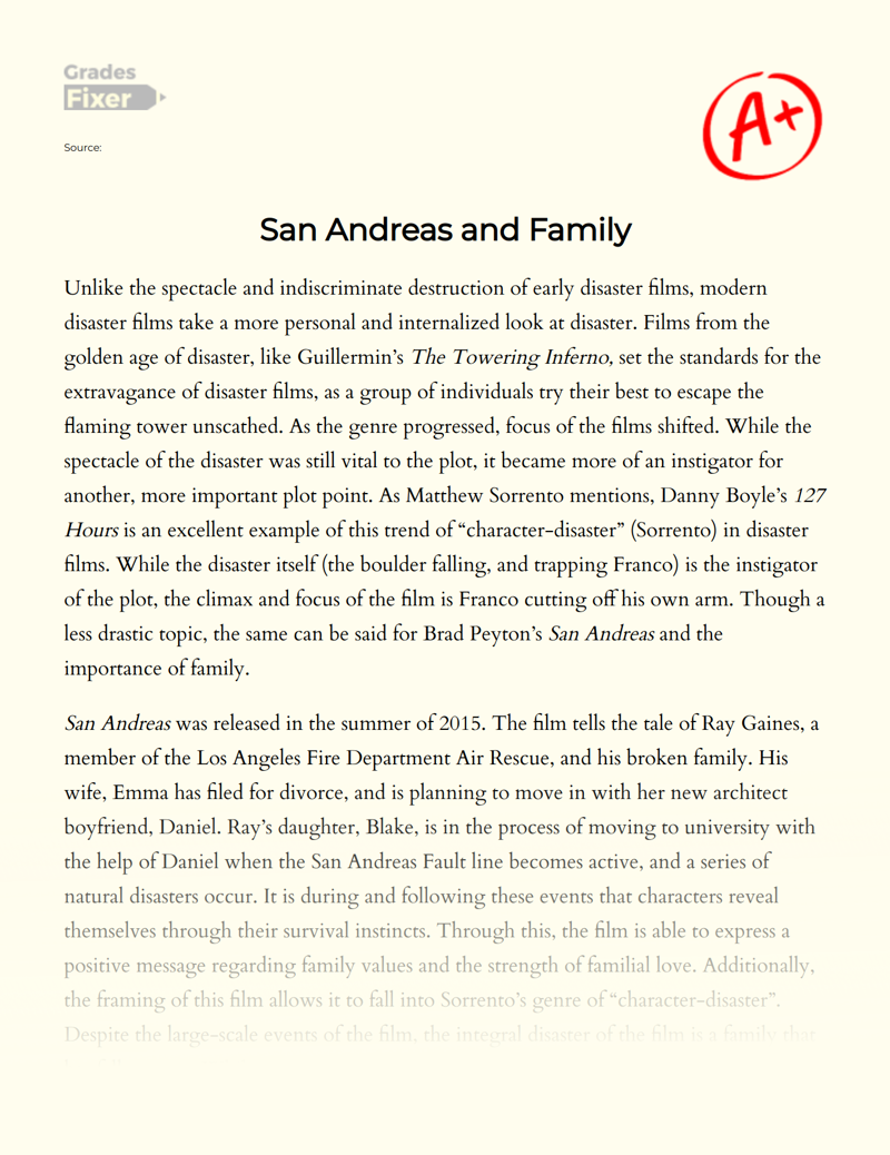 San Andreas and Family Essay