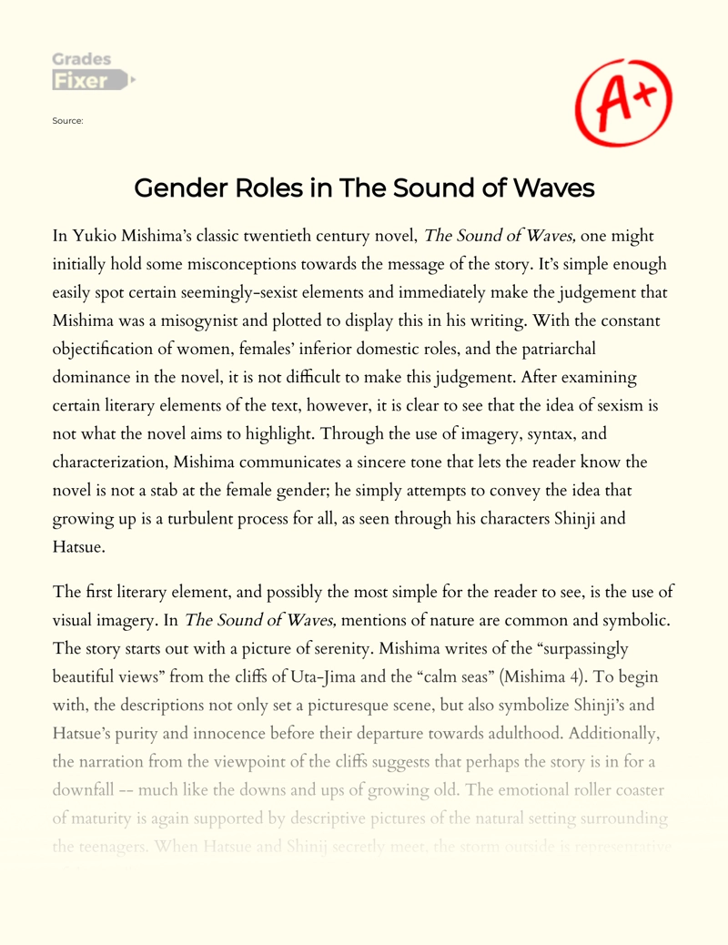 Gender Roles in The Sound of Waves Essay