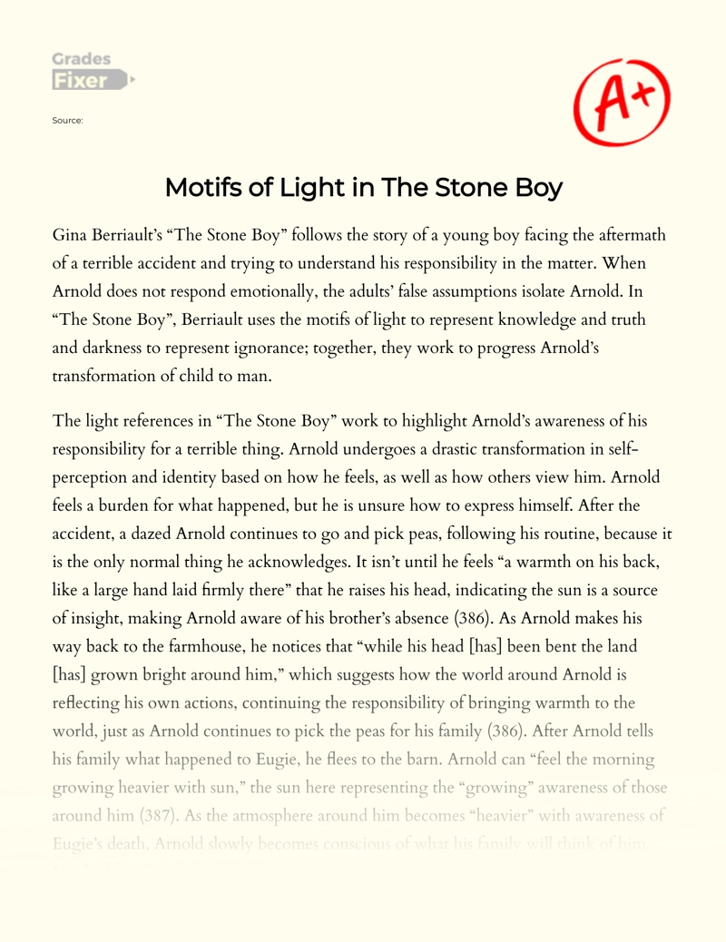 Motifs of Light in The Stone Boy Essay