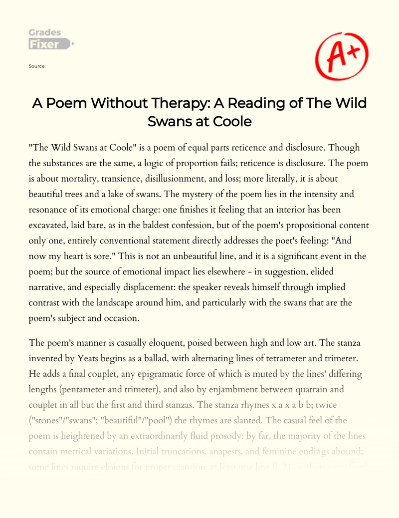 the wild swans at coole literary devices