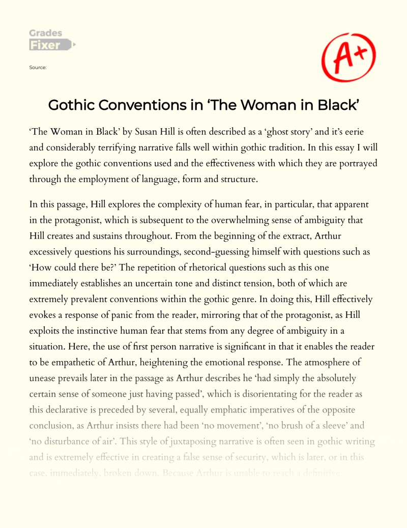 Gothic Conventions in ‘the Woman in Black’ Essay