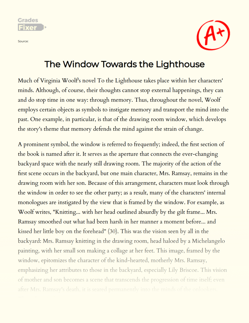 The Window Towards The Lighthouse Essay