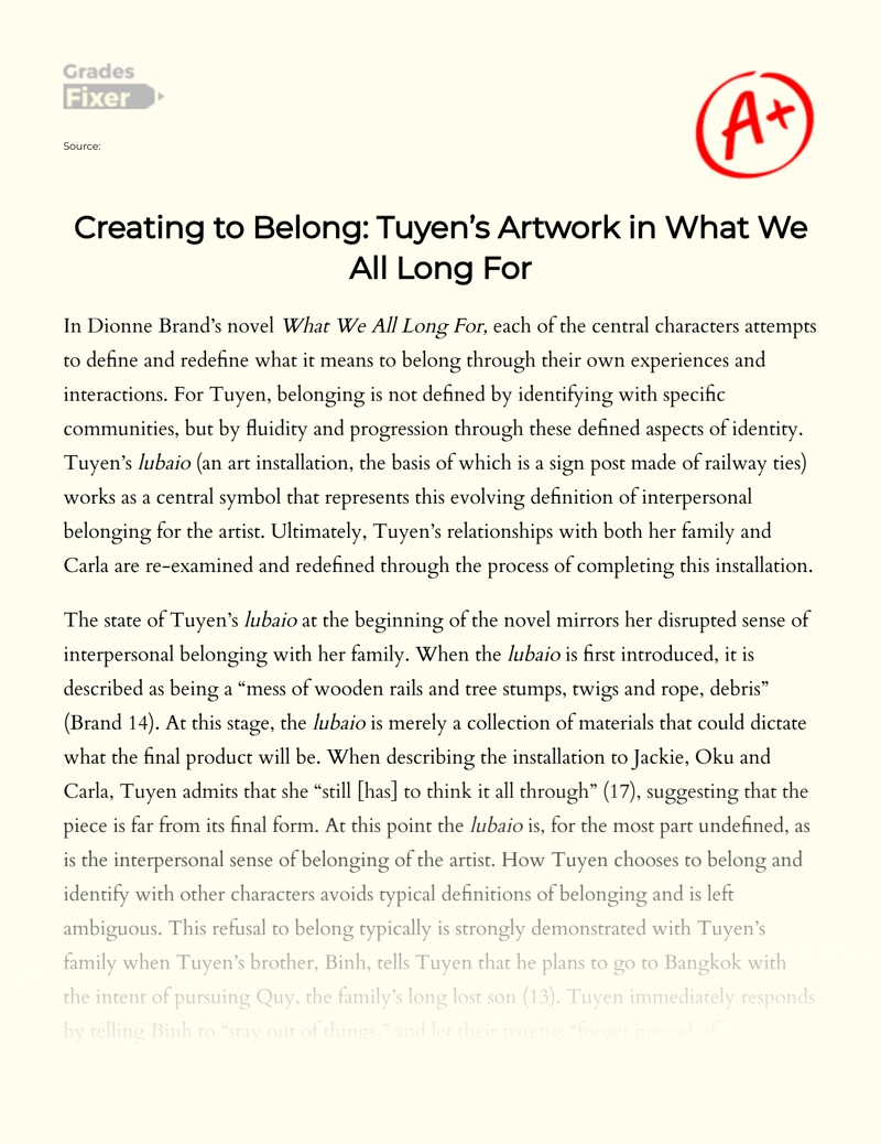 Creating to Belong: Tuyen’s Artwork in What We All Long for Essay