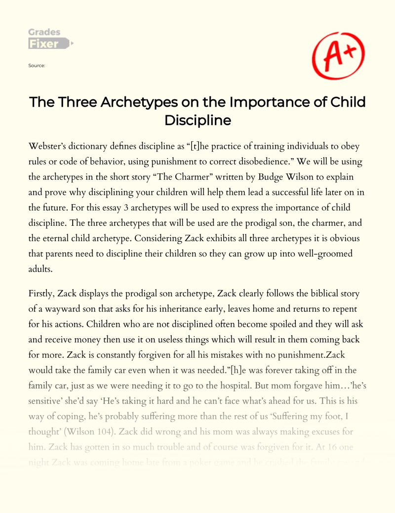 The Three Archetypes on The Importance of Child Discipline Essay