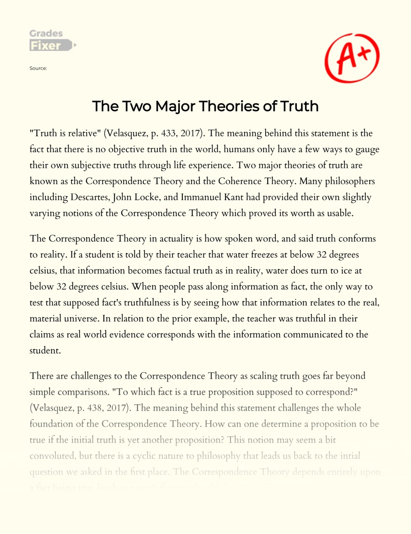 The Two Major Theories of Truth essay