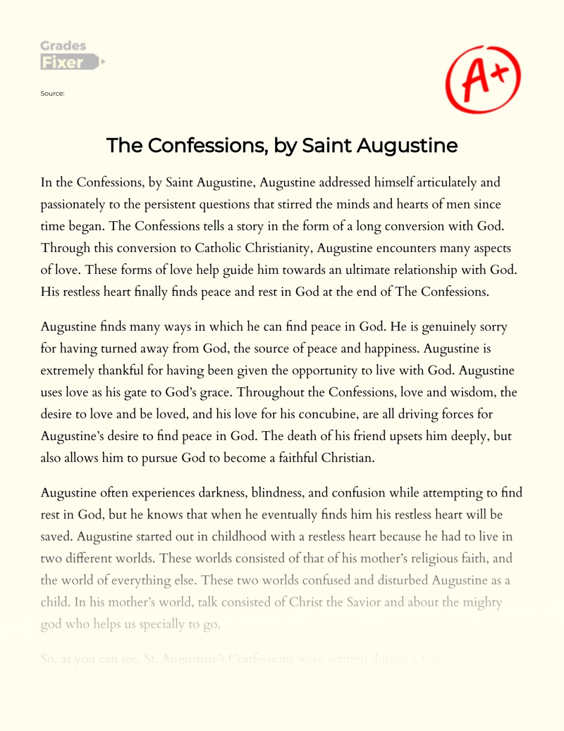 The Confessions, by Saint Augustine essay