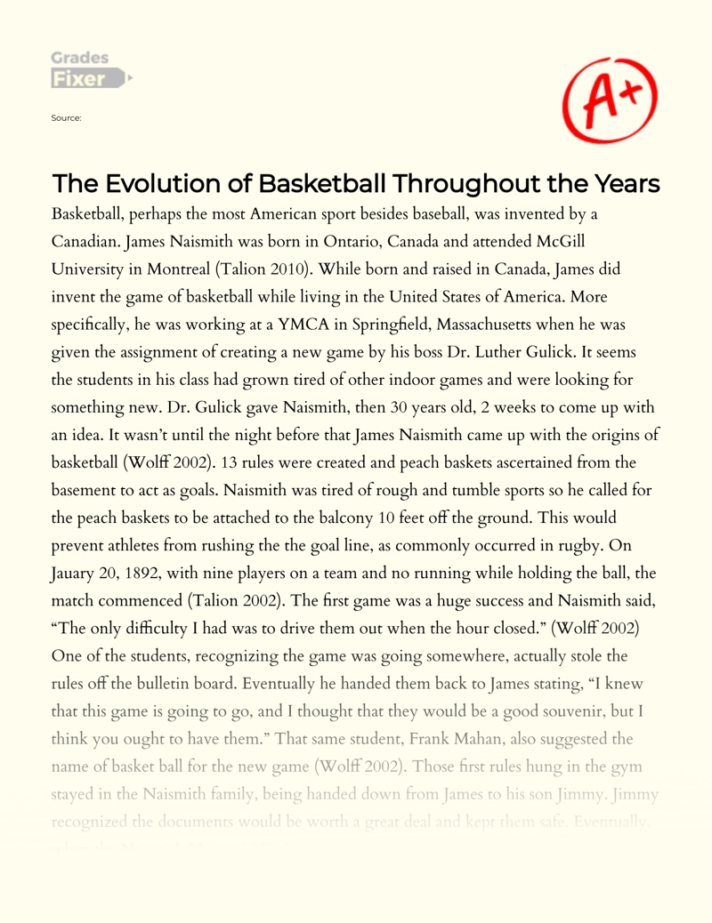 Basketball History: The Evolution of Basketball Throughout The Years Essay