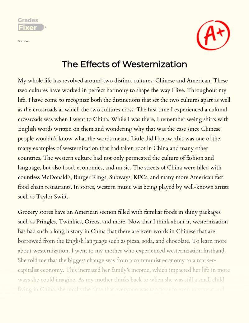 The Effects of Westernization essay