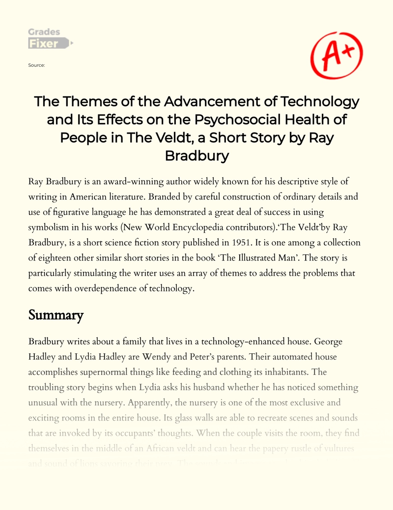 Technology's Impact in "The Veldt" by Ray Bradbury Essay