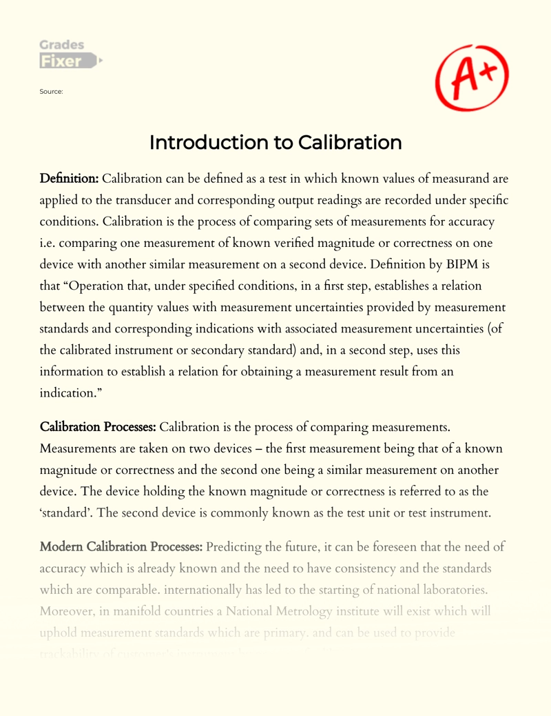 Introduction to Calibration essay