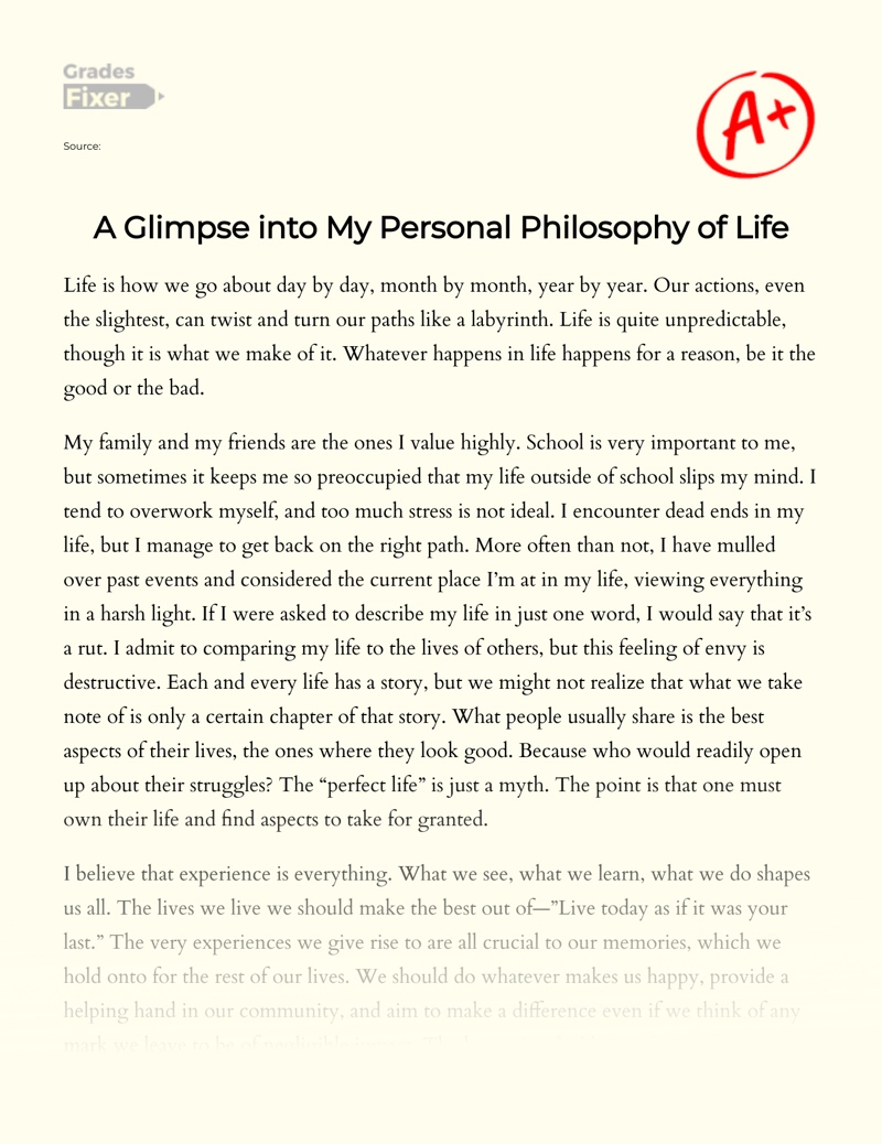 philosophy in life essays