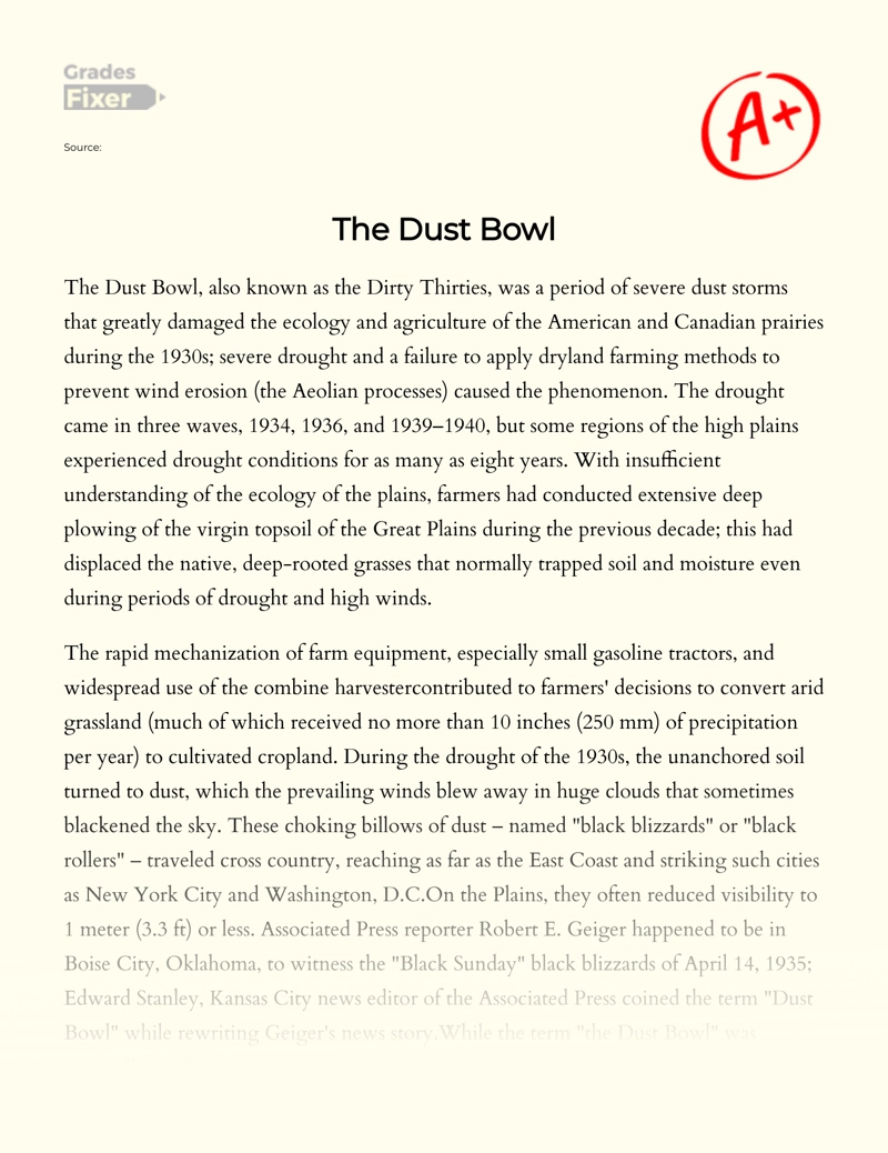 The Dust Bowl essay