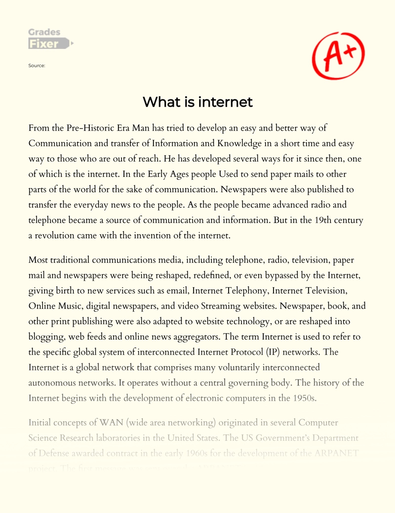 what is internet today essay