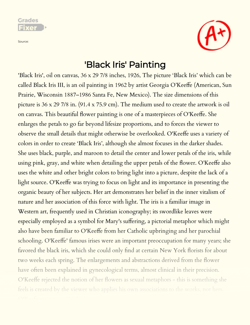 Black Iris' Painting essay