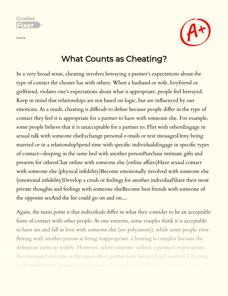 What Counts as Cheating in a Relationship? Essay