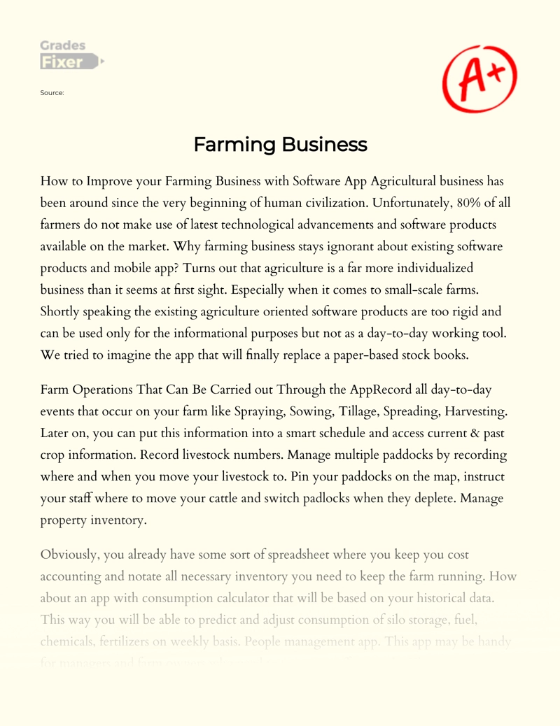 Farming Business essay
