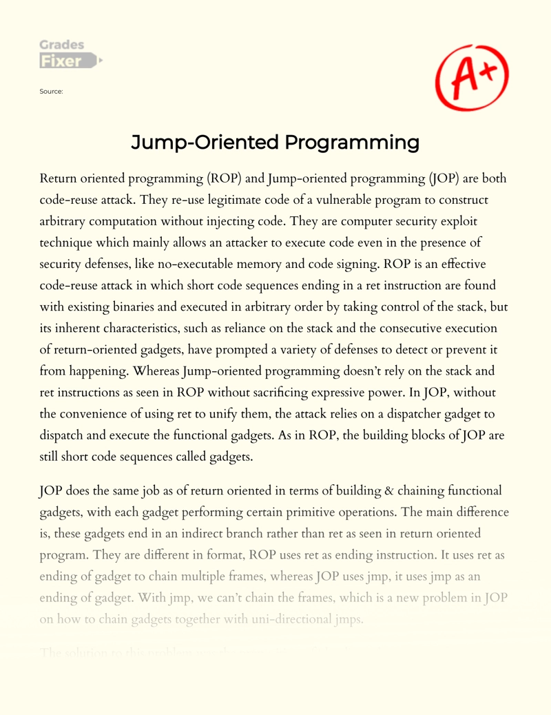Jump-oriented Programming essay
