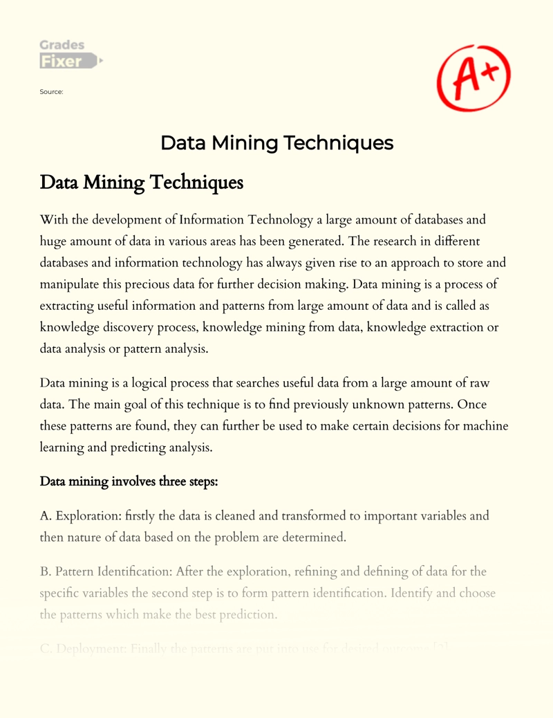 Data Mining Techniques essay