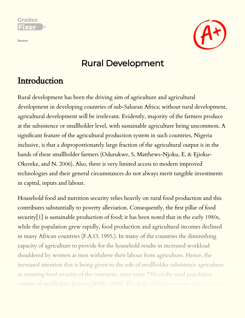 Rural Development Essay