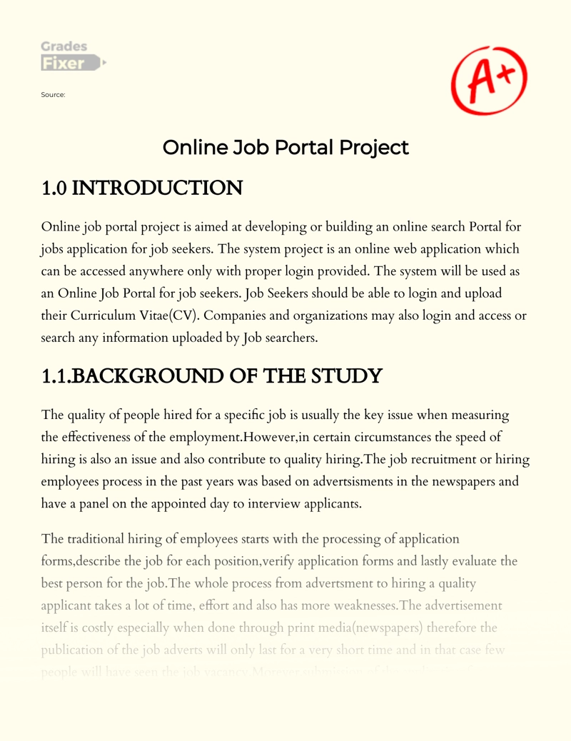 Study on Online Job Portal Project for Kenya essay