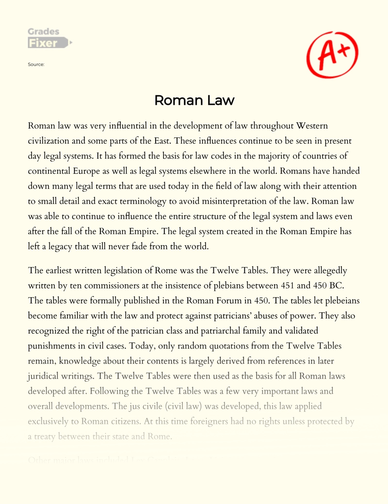 Roman Law essay