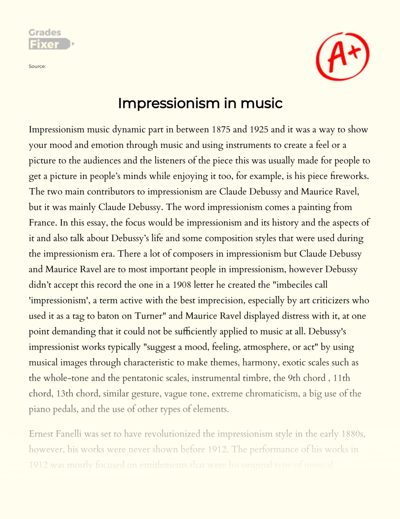 Impressionism in Music essay