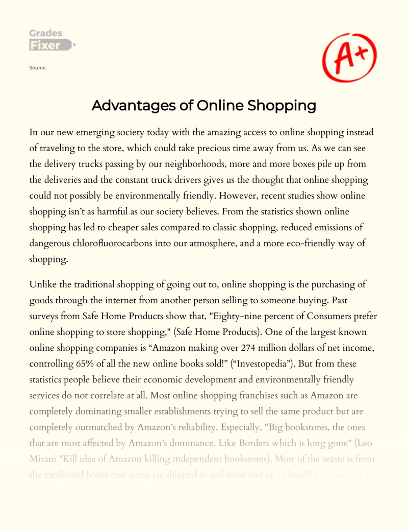 Advantages of Online Shopping Essay