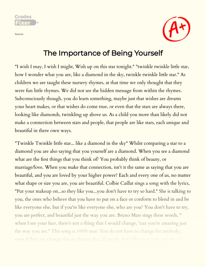 The Importance of Being Yourself Essay