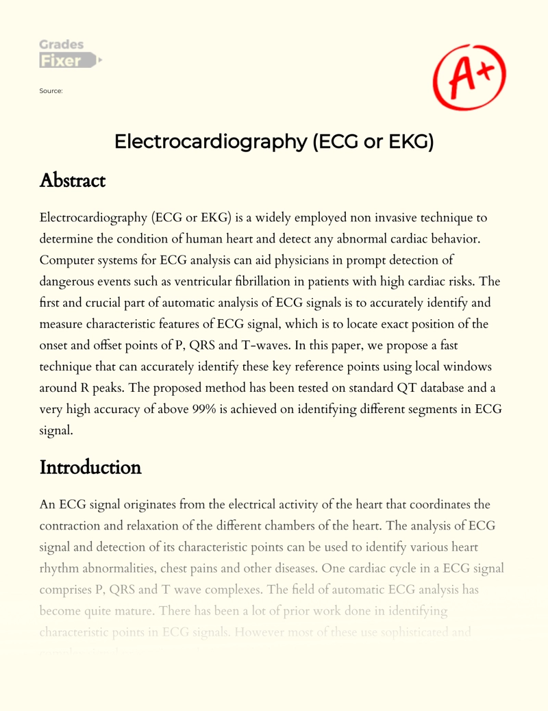 Electrocardiography (ecg Or Ekg) essay