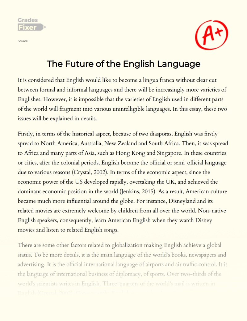 The Future of The English Language Essay
