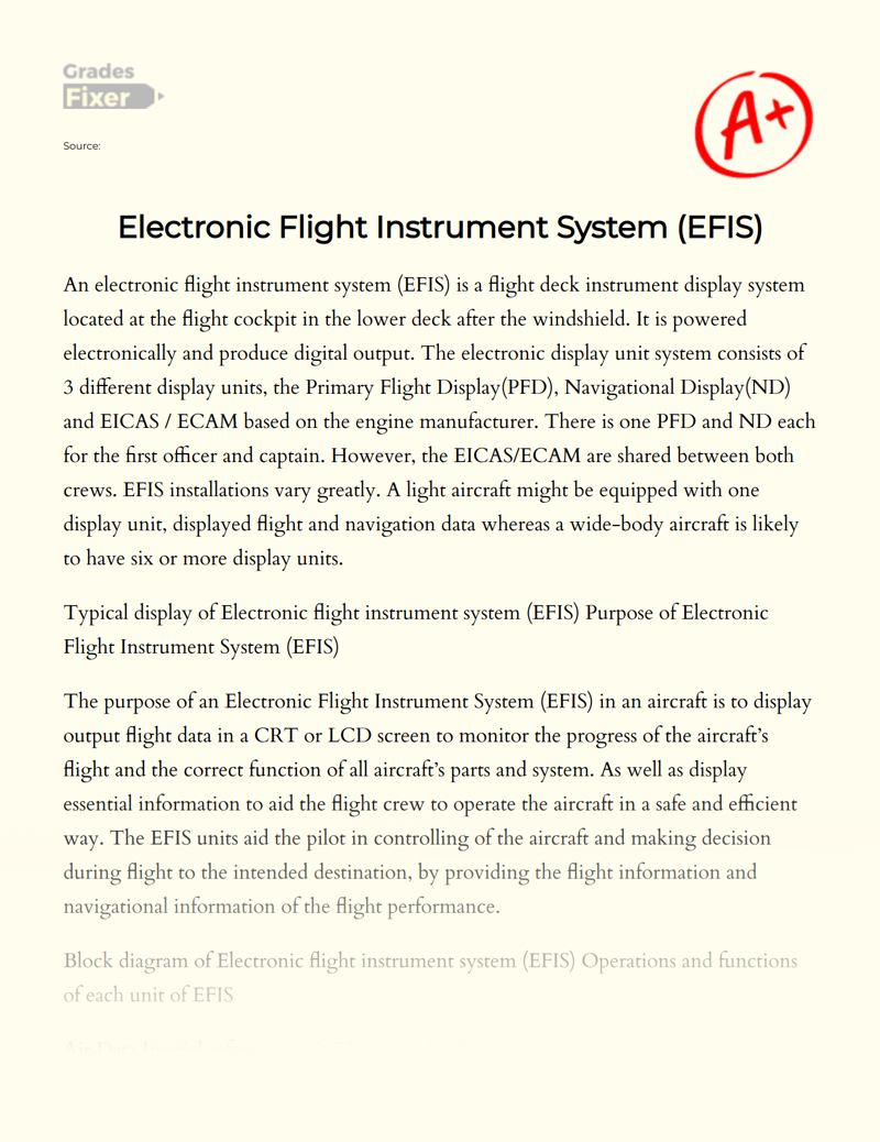Electronic Flight Instrument System (efis) Essay