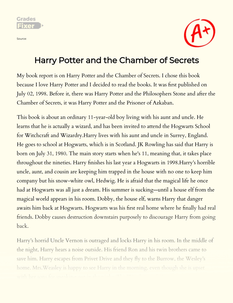 Harry Potter and The Chamber of Secrets: Book Review Essay