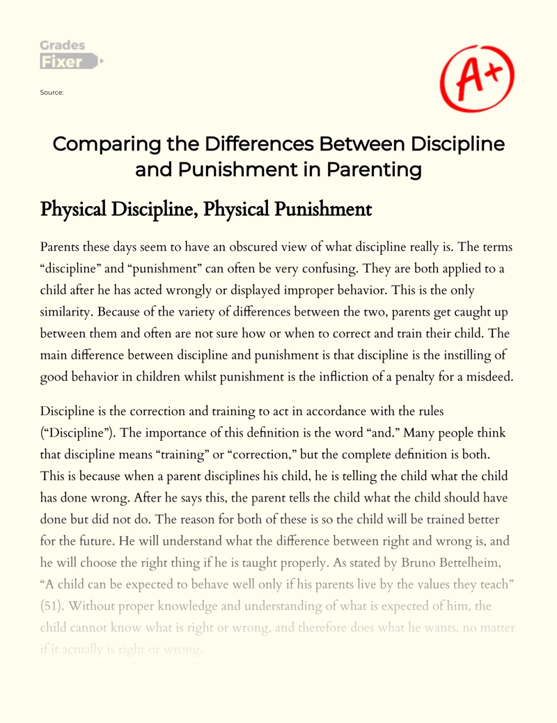 Comparing The Differences Between Discipline and Punishment in Parenting essay