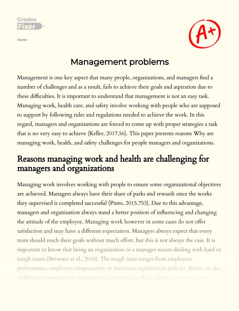 The Challenges of Managing Work, Health, and Safety essay