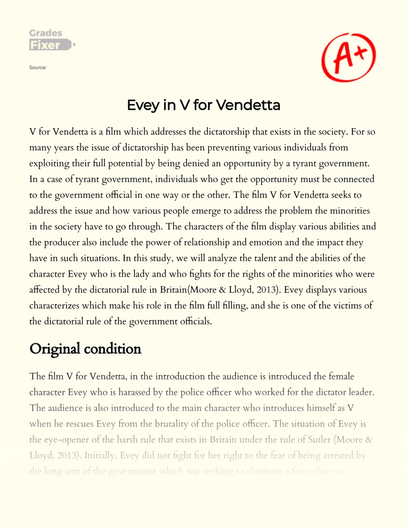 Evey in V for Vendetta Essay