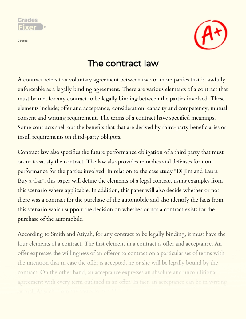 The Contract Law Essay