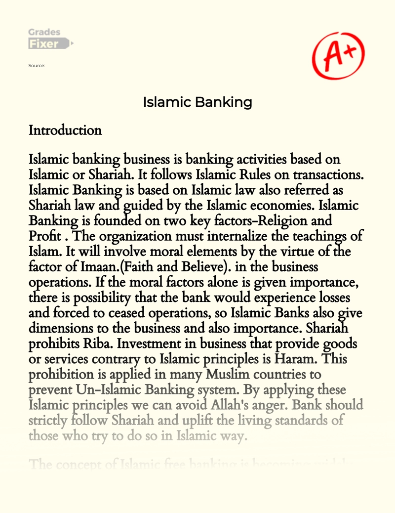 Overview of The History of Islamic Banking Essay