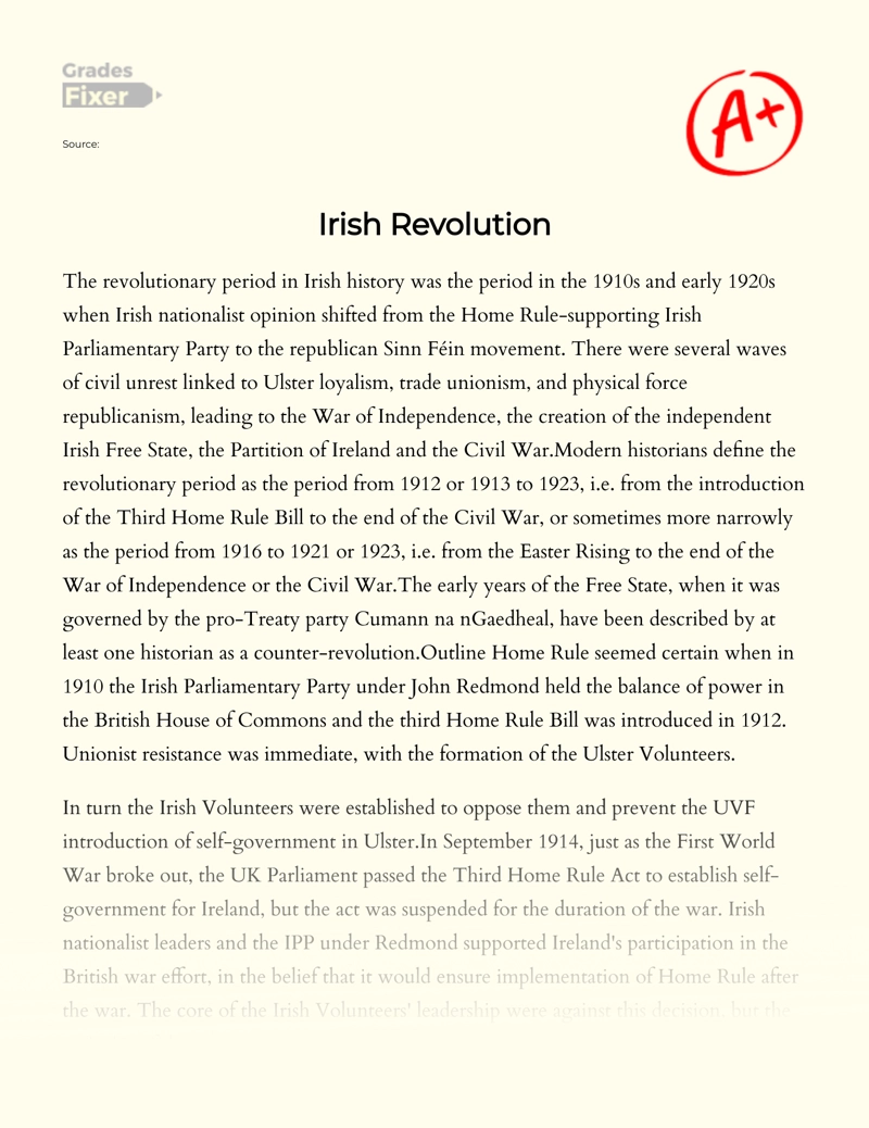 Irish Revolution essay