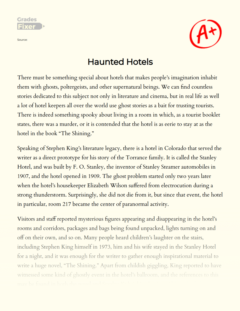 Haunted Hotels Essay