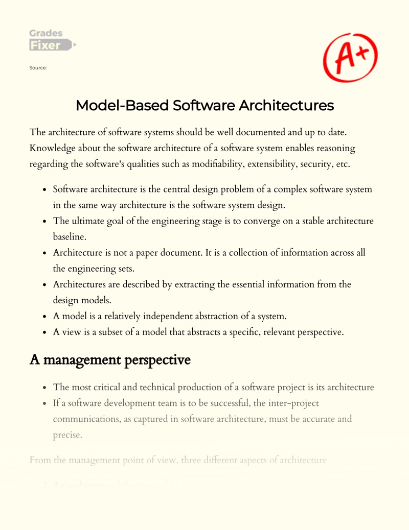 Model-based Software Architectures essay
