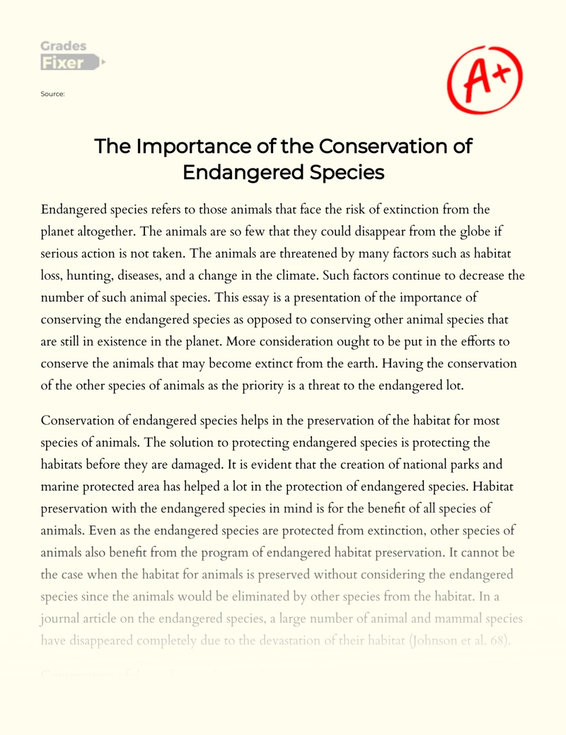 How to protect endangered animals essay
